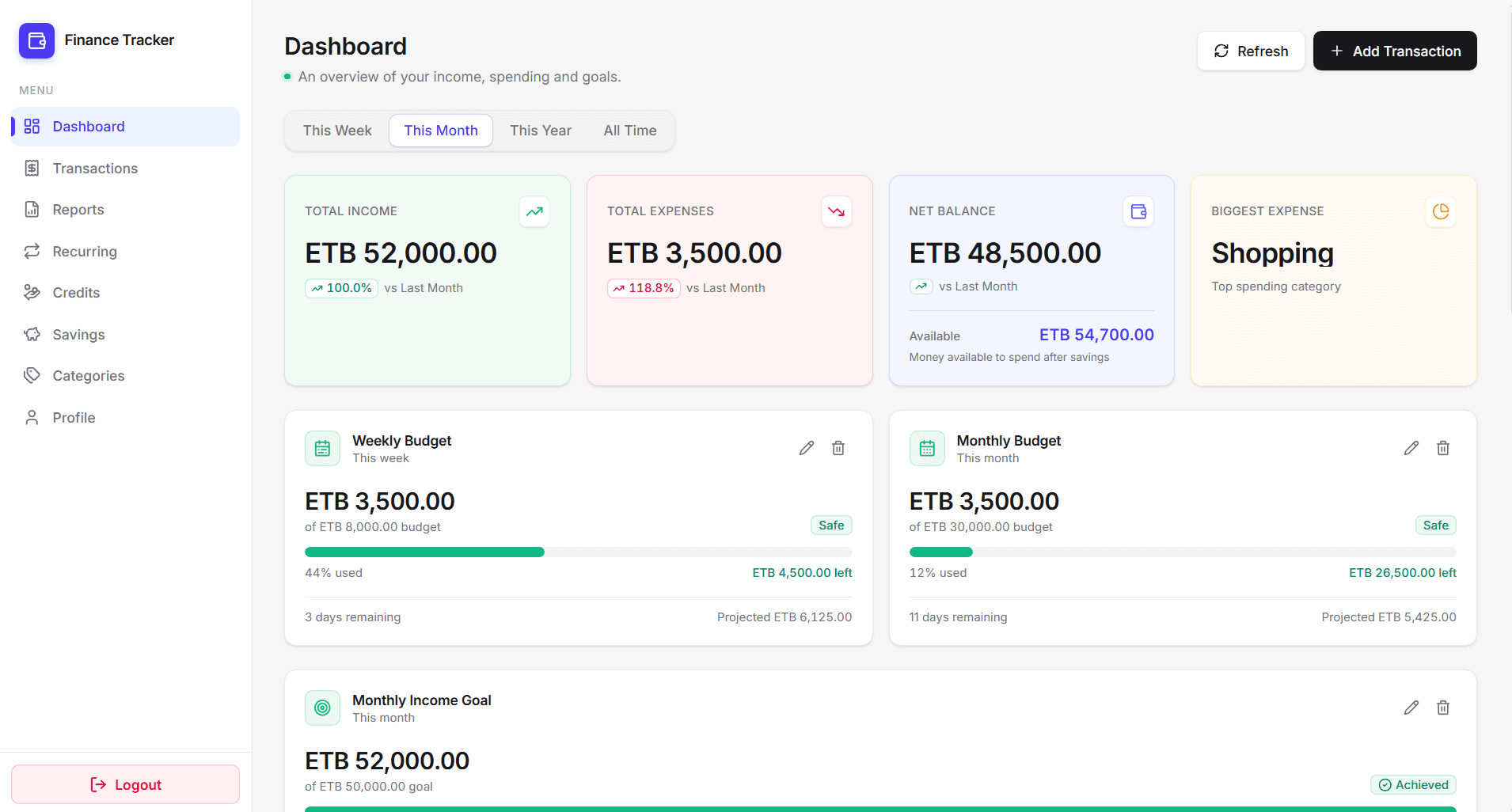 Personal Finance Tracker